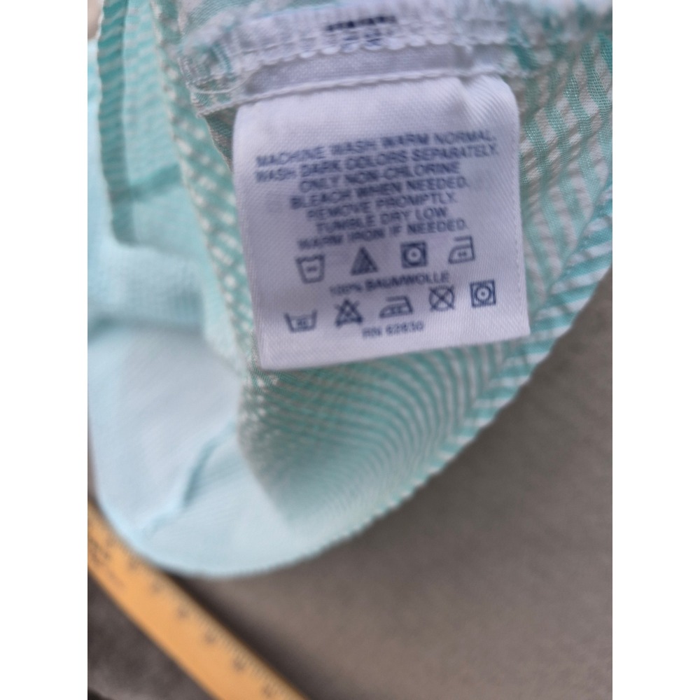 Lands End Womens 14P Blue White Seersucker Sleeveless Button Down nautical NWT - Picture 7 of 12
